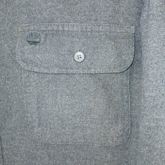 MENS TIMBERLAND BRUSHED COTTON LONG SLEEVE GRAY BUTTON DOWN, SIZE MEDIUM - Picture 5 of 6